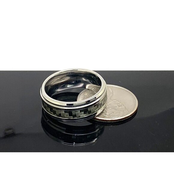 Men's Wedding Band Cobalt Chrome Benchmark Gray Silver 9mm Wide Ring Size 11 - Picture 12 of 14